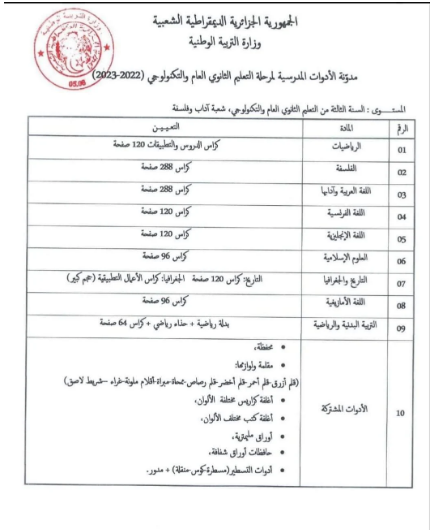 وزارة التربية الوطنية تكشف قائمة الأدوات المدرسية للأطوار الثلاثة