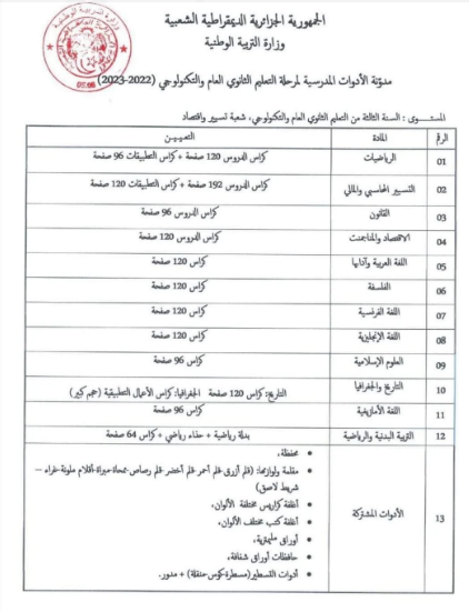 وزارة التربية الوطنية تكشف قائمة الأدوات المدرسية للأطوار الثلاثة