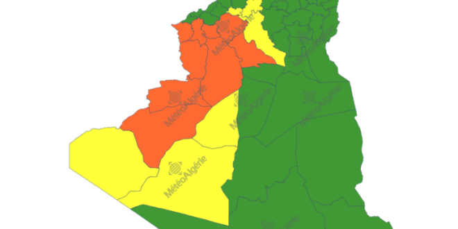تنبيهات حالة الطقس في الجزائر يوم الإثنين أمطار رعدية ورياح قوية وزوابع رملية