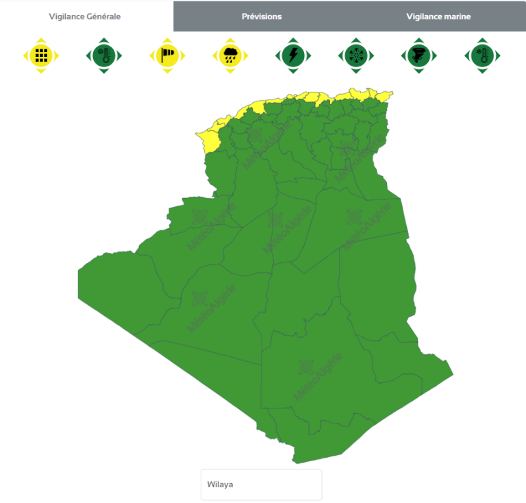 تنبيه أرصاد الجزائر تساقط أمطار رعدية ورياح قوية اليوم الخميس