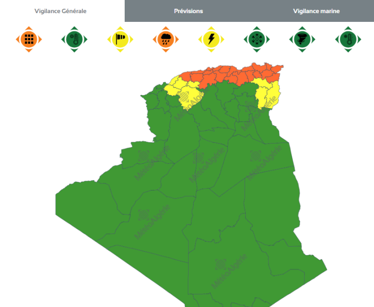 توقعات بتساقط أمطار رعدية في عدة ولايات الجزائر يوم الثلاثاء تفاصيل وتحذيرات