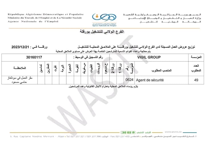 شركة فيجيل غروب تعلن عن توفر 140 وظيفة أمن في شركة سونلغاز