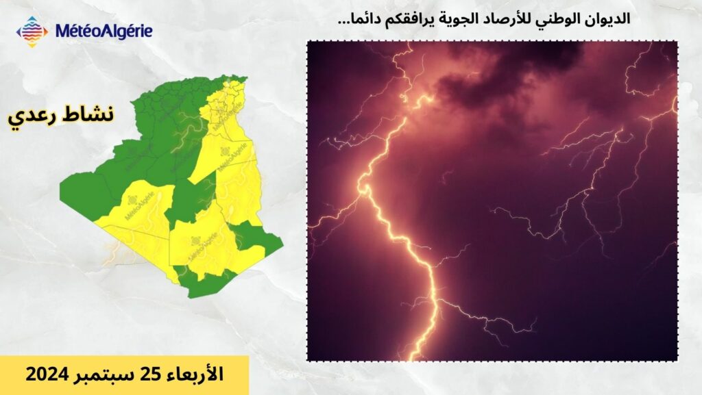 أمطار رعدية معتبرة تضرب عددًا من الولايات الشرقية والجنوبية اليوم الأربعاء