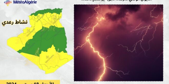 تساقط أمطار رعدية غزيرة اليوم على الولايات الداخلية والجنوبية